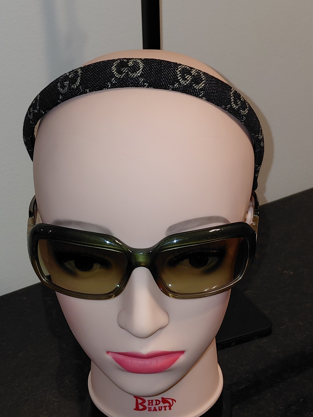 Authentic Gucci Black Brown Denim GG Monogram Slim Headband #652835 VGC